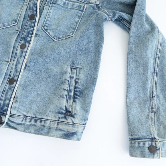Gap Light Blue Button Up with Sherpa Collar Denim  Jean Jacket Coat XS - Picture 7 of 13